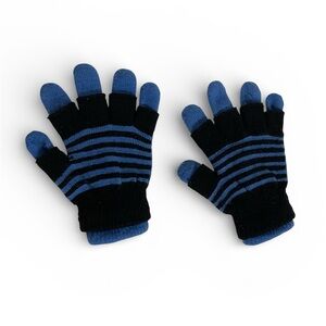 Adult One Size Black and Blue Stripped Pattern Texting Gloves